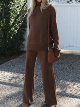 Load image into Gallery viewer, Casual Loose Solid Color Long Sleeve High Neck Two-piece Suit
