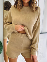 Load image into Gallery viewer, Casual Solid Color Long Sleeve Round Neck Two-piece Suit