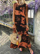 Load image into Gallery viewer, Round Neck Printed Tie-dye Sleeveless Casual Dress