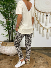 Load image into Gallery viewer, V-neck Lace Top Leopard Pants Casual Suit