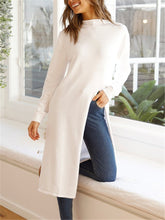 Load image into Gallery viewer, Round Neck Long Sleeve Split Shirt