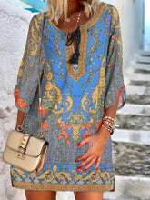 Load image into Gallery viewer, Casual V Neck Bohemian Printed Mini Dress
