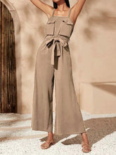 Load image into Gallery viewer, Pure Color Elegant Loose Slip Jumpsuit with Pocket
