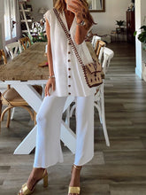 Load image into Gallery viewer, Casual Loose Solid Color V-neck Two-piece Suit