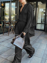 Load image into Gallery viewer, Casual Solid Color Long Sleeve V-neck Two-piece Suit