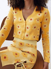 Load image into Gallery viewer, V-neck Floral Print Knit Suit