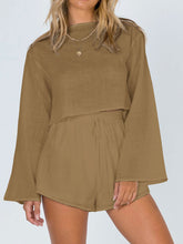 Load image into Gallery viewer, Solid Color Open Back Tops High Waist Shorts Women's Suit