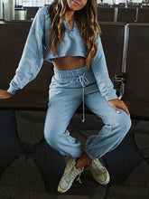 Load image into Gallery viewer, Fashionable Solid Color Long-sleeved Trousers Casual Two-piece Suit