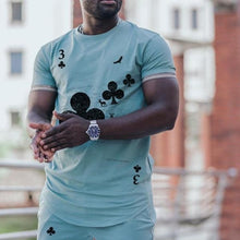 Load image into Gallery viewer, Men'S Green Printed Short-Sleeved T-Shirt And Pants Suit