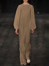 Load image into Gallery viewer, Casual Loose Round Neck Long Sleeve Solid Color Dress