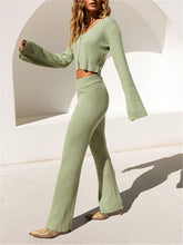 Load image into Gallery viewer, Knit Solid Color Suit with V-neck Zipper