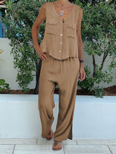 Load image into Gallery viewer, Casual Solid Color Sleeveless V-neck Two-piece Suit