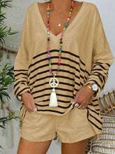 Load image into Gallery viewer, Striped V-Neck Long Sleeve Suit