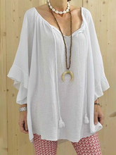 Load image into Gallery viewer, Sexy Deep V-Neck Ruffled Sleeve Loose Tops