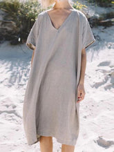 Load image into Gallery viewer, Fashion V-neck Solid Color Casual Dress