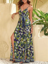 Load image into Gallery viewer, V-neck Plant Print Loose Jumpsuit