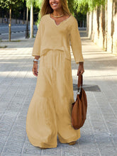 Load image into Gallery viewer, Simple Casual Loose V Neck Top Pants Set