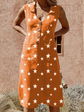 Load image into Gallery viewer, Elegant Buttoned Printed Pockets Midi Dress