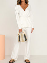 Load image into Gallery viewer, Casual Loose Solid Color V-neck Long Sleeve Two-piece Suit