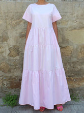 Load image into Gallery viewer, Solid Color Round Neck Short Sleeve Casual Dress