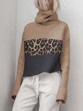 Load image into Gallery viewer, Turtleneck Leopard Stitch Pullover Sweater