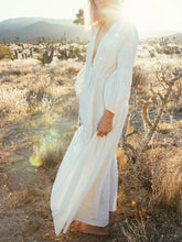 Load image into Gallery viewer, Retro Loose Long Sleeve V-neck Drawstring Casual Dress