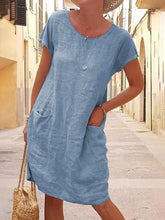 Load image into Gallery viewer, Casual Solid Color Short Sleeve Dress