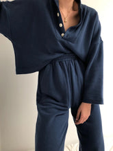 Load image into Gallery viewer, Casual Loose Solid Color Stand Collar Long Sleeve Two-piece Suit