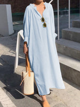 Load image into Gallery viewer, Casual Loose Solid Color V-neck Long Sleeve Dress