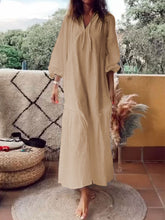 Load image into Gallery viewer, Fashionable Solid Color V-neck Casual Dress