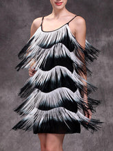 Load image into Gallery viewer, Round Neck Suspender Tassel Dress