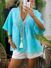 Load image into Gallery viewer, Simple Casual Loose Short Sleeve V Neck Top