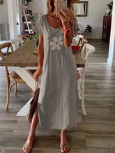 Load image into Gallery viewer, Short Sleeve V-neck Print Dress