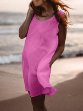 Load image into Gallery viewer, Plus Size Casual Solid Round Neck Sleeveless Pockets Dresses