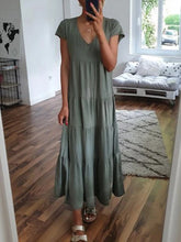 Load image into Gallery viewer, Ruffled Short Sleeve Solid Color Casual Dress