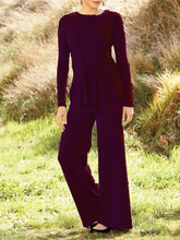 Load image into Gallery viewer, Paneled Crew Neck Long Sleeve Plain Suits