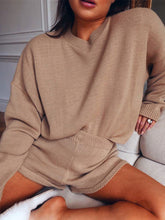 Load image into Gallery viewer, Pure Color Knitted Long Sleeve Shorts Casual Two-piece Suit