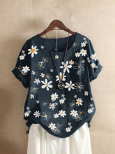 Load image into Gallery viewer, Floral Round Neck Short Sleeve T-shirt