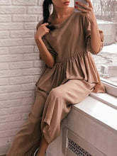 Load image into Gallery viewer, Casual Loose Ruffle Solid Color Two-piece Suit
