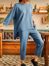 Load image into Gallery viewer, Simple Casual Loose Round Neck Top Pants Set