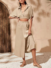 Load image into Gallery viewer, Women's Elegant Lapel Top and High Fork Dress Suits