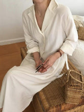 Load image into Gallery viewer, Simple Casual Comfortable Loose Lapel Maxi Dress