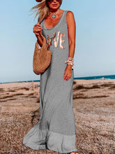 Load image into Gallery viewer, Letter Print Sleeveless Fringed Dress