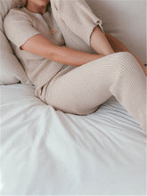 Load image into Gallery viewer, Round Neck Short Sleeve Knitted Loose Suit