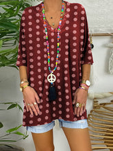 Load image into Gallery viewer, Casual V-Neck Polka Dot Print T-Shirt