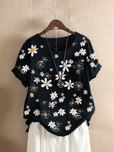 Load image into Gallery viewer, Floral Round Neck Short Sleeve T-shirt