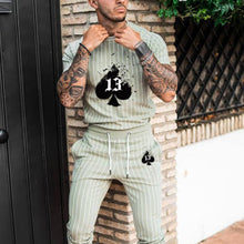 Load image into Gallery viewer, Men'S Spades Green Stripes Casual Two-Piece Suit