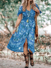 Load image into Gallery viewer, Holiday Bohemian Wave Split Skirt Dress
