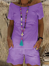 Load image into Gallery viewer, Wide Collar Solid Color Short Sleeve Suit