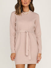 Load image into Gallery viewer, Round Neck Solid Color Long Sleeve Loose Dress